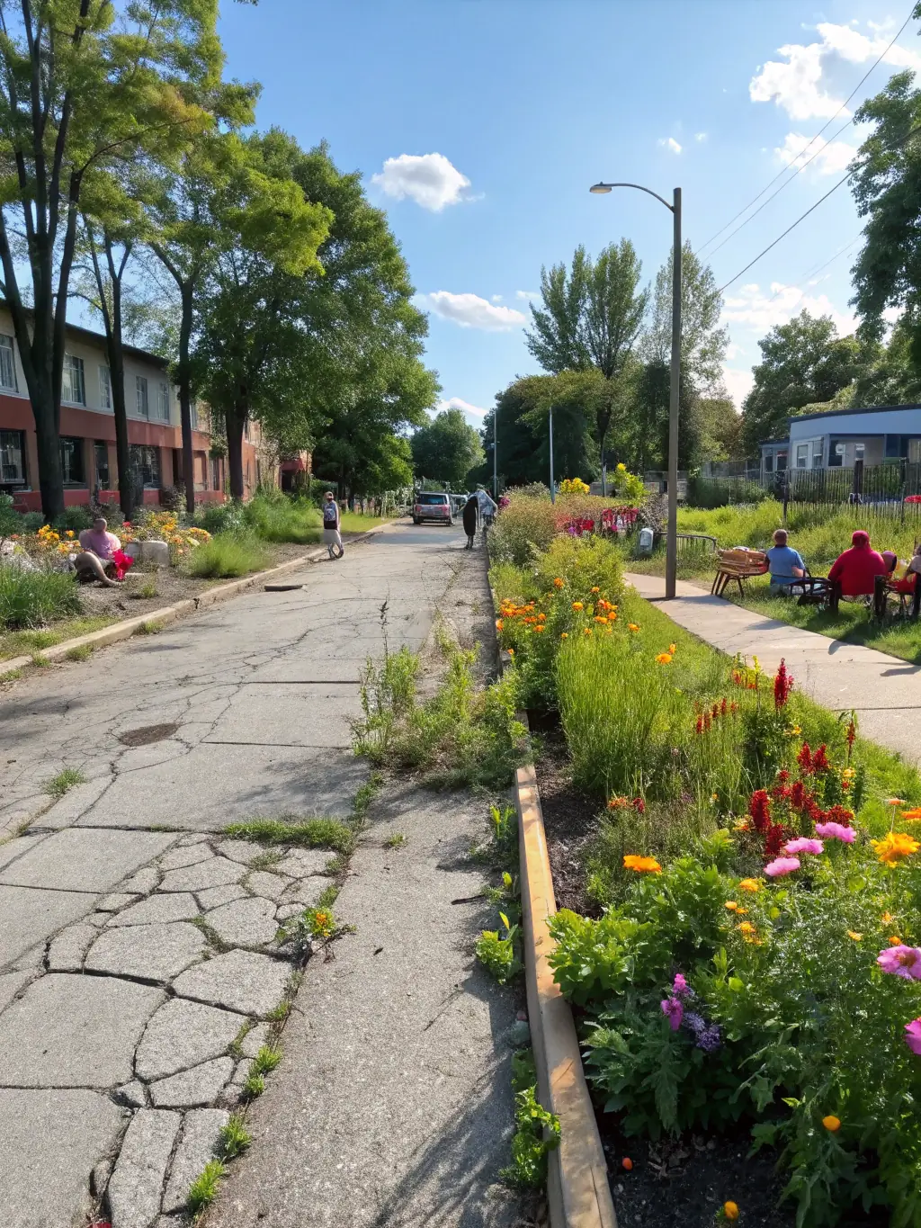 A before-and-after photo showcasing a successful landscape integration project in a heritage-sensitive area.