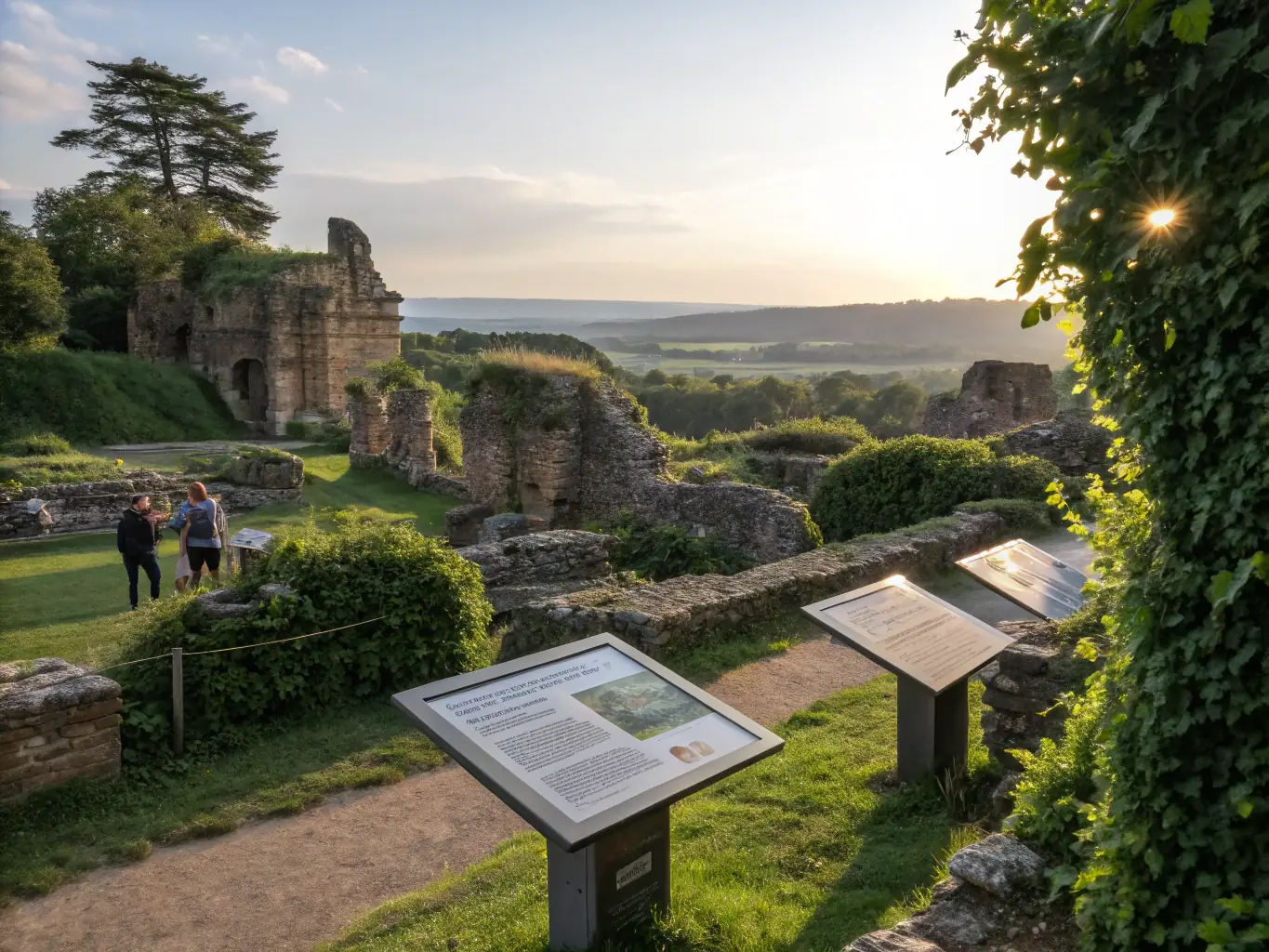 A photograph of an ancient stone structure with landscape planning documents overlayed, emphasizing the importance of preserving cultural heritage in development projects.